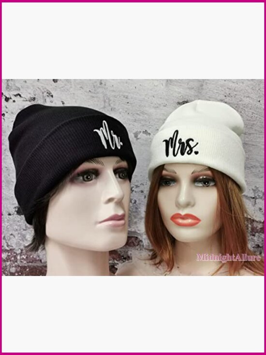 Mr and Mrs Beanie Hats Set Knit Winter Couple Beanie Unisex main image 3